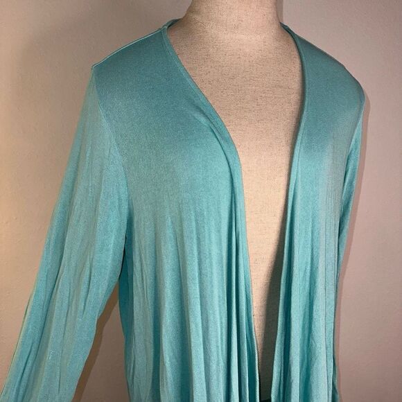 J. Jill Wearever Collection Womens L Bright Blue Open Front Stretch Cardigan - Picture 3 of 11